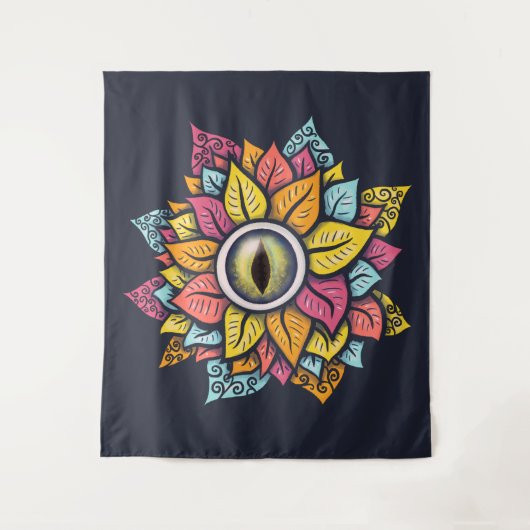 Psychedelic Eye Flower - Kleurrijke Trippy Art Wandkleed (Voorkant)