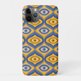 Psychedelic eye patroonindigo blauw geel Case-Mate iPhone case