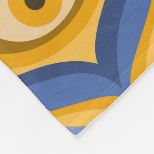 Psychedelic eye patroonindigo blauw geel fleece deken (Hoek)