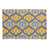 Psychedelic eye patroonindigo blauw geel kussensloop (Voorkant)