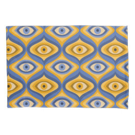 Psychedelic eye patroonindigo blauw geel kussensloop