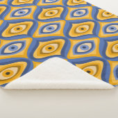 Psychedelic eye patroonindigo blauw geel sherpa deken (3/4)