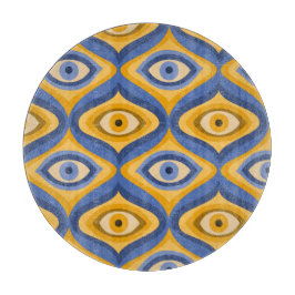 Psychedelic eye patroonindigo blauw geel snijplank