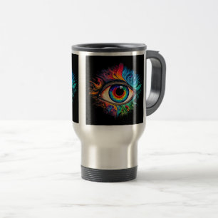 Psychedelic Eye Travel/Commuter Mok, 15 oz Reisbeker