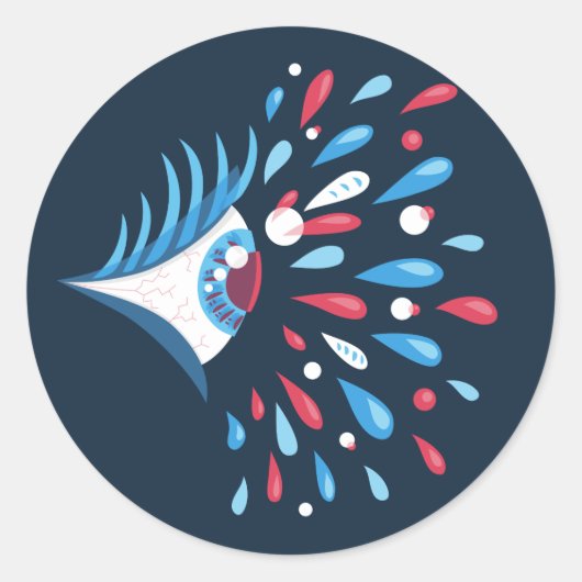 Psychedelic Eye Trippy Weird Ronde Sticker (Voorkant)