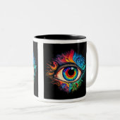 Psychedelic Eye Two-Tone Mok, 11 oz Tweekleurige Koffiemok (Voorkant rechts)