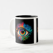Psychedelic Eye Two-Tone Mok, 11 oz Tweekleurige Koffiemok (Voorkant links)