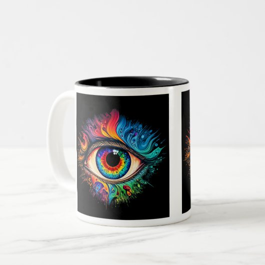 Psychedelic Eye Two-Tone Mok, 11 oz Tweekleurige Koffiemok (Voorkant links)