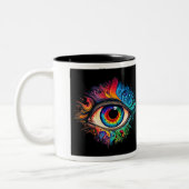 Psychedelic Eye Two-Tone Mok, 11 oz Tweekleurige Koffiemok (Links)
