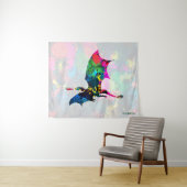 Psychedelic Fairy Tale Dragon Breading Fire Wandkleed (In Situ (horizontaal))