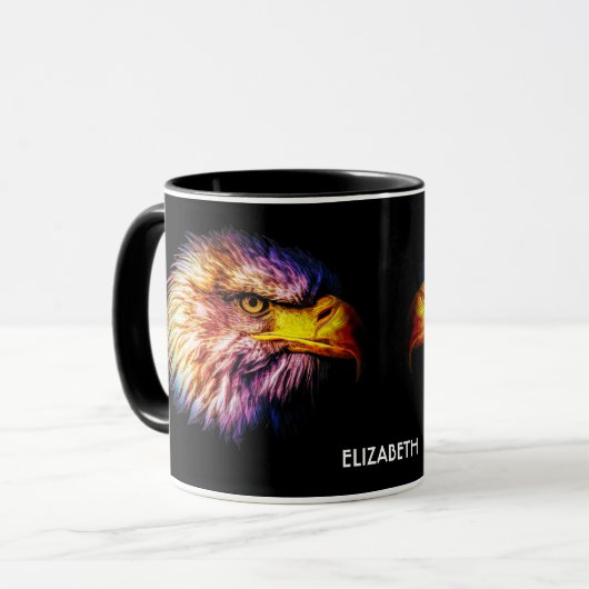 Psychedelic Fantasy Exotic Fractal Vivid Eagle Mok (Voorkant links)