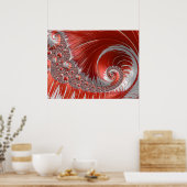 Psychedelic Fantasy Gestreepte Rood Wit Spiraal Poster (Keuken)