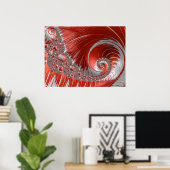 Psychedelic Fantasy Gestreepte Rood Wit Spiraal Poster (Thuiskantoor)