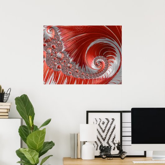 Psychedelic Fantasy Gestreepte Rood Wit Spiraal Poster (Thuiskantoor)