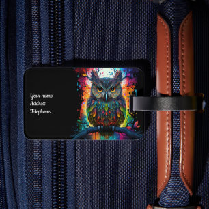 Psychedelic Fantasy Hippy Uil Bagagelabel