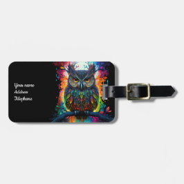 Psychedelic Fantasy Hippy Uil Bagagelabel