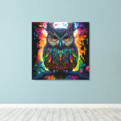 Psychedelic Fantasy Hippy Uil Canvas Afdruk (Insitu (Houten vloer))
