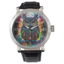 Psychedelic Fantasy Hippy Uil Horloge
