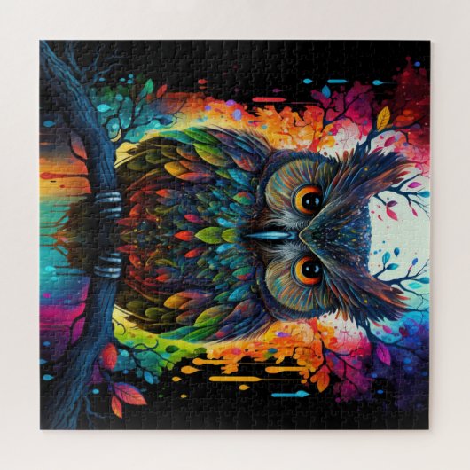 Psychedelic Fantasy Hippy Uil Legpuzzel (Horizontaal)