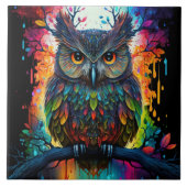 Psychedelic Fantasy Hippy Uil Tegeltje (Voorkant)