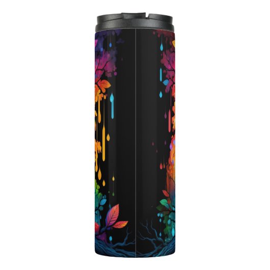 Psychedelic Fantasy Hippy Uil Thermosbeker (Achterkant)