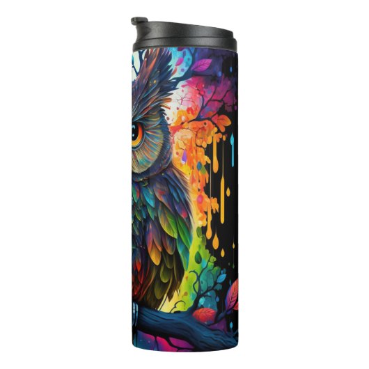 Psychedelic Fantasy Hippy Uil Thermosbeker (Geroteerd rechts)