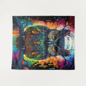 Psychedelic Fantasy Hippy Uil Wandkleed (Voorkant (horizontaal))