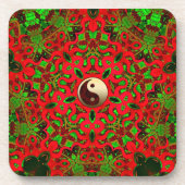 Psychedelic Festive Yin+Yang Art: Zes Bier Onderzetter (Voorkant)