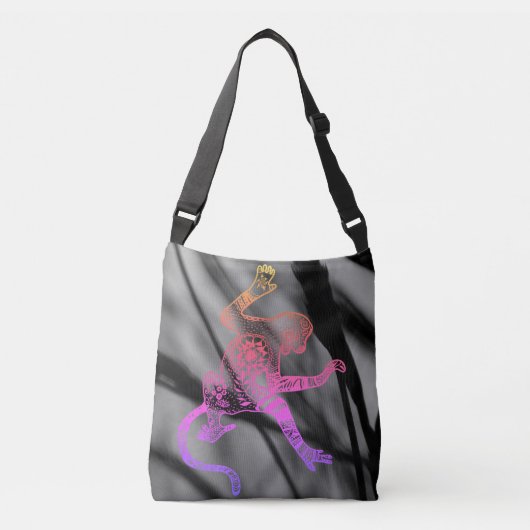 Psychedelic Fire Mandala Monkey Bag Crossbody Tas (Voorkant)