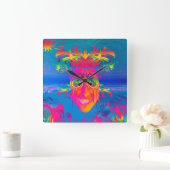 Psychedelic Fish Vierkante Klok (Huis)