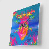 Psychedelic Fish Vierkante Klok (Hoek)