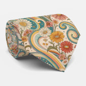 Psychedelic Floral 1970s Custom Necktie Tie Stropdas (Opgerold)