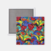 Psychedelic Floral 1 Magneet (Voorkant / Achterkant)