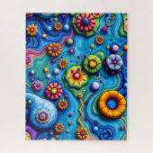 Psychedelic Floral Dream - Kleurrijke Groovy Flowe Legpuzzel (Verticaal)