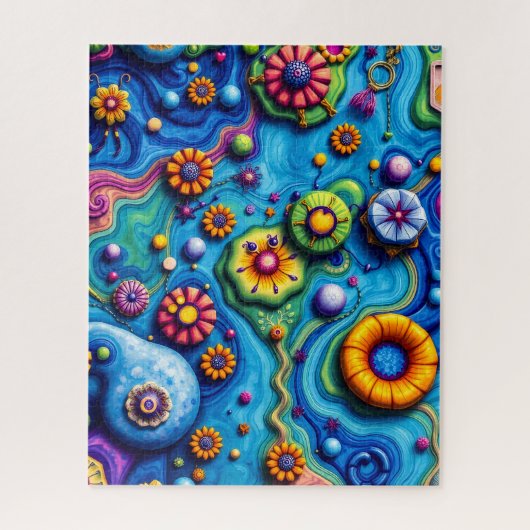 Psychedelic Floral Dream - Kleurrijke Groovy Flowe Legpuzzel (Verticaal)