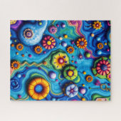 Psychedelic Floral Dream - Kleurrijke Groovy Flowe Legpuzzel (Horizontaal)