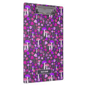 Psychedelic Floral paddenstoelen Roze, Paars en zw Klembord (Rechts)