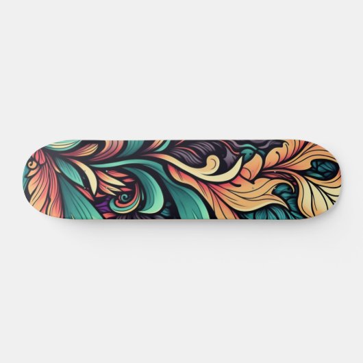 Psychedelic Floral Waterverf Skateboard (Horizontaal)