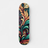Psychedelic Floral Waterverf Skateboard (Voorkant)