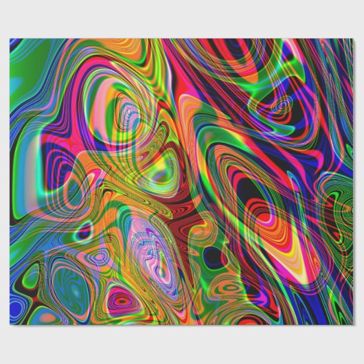Psychedelic Florescent Abstract Twirls Cadeaupapier (Vlak)