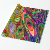 Psychedelic Florescent Abstract Twirls Cadeaupapier (Uitgerold)