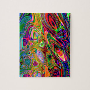 Psychedelic Florescent Abstract Twirls Legpuzzel