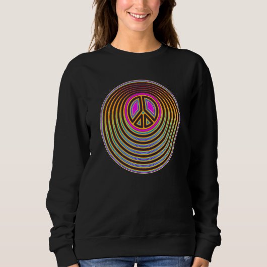 Psychedelic Flower Power Cut Out PEACE-teken 1 - F Trui (Voorkant)
