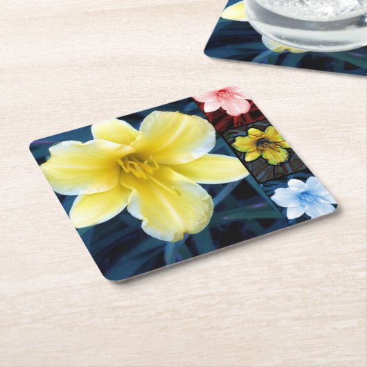 Psychedelic Flowers - Colorful Onderzetter (Schuin)