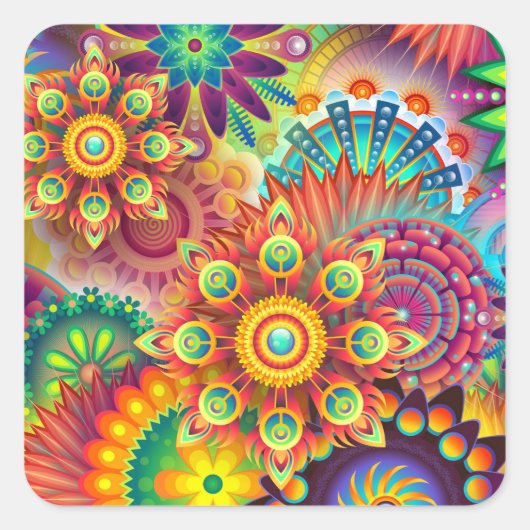 Psychedelic Flowers stickers (Voorkant)