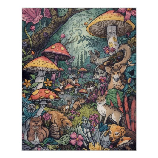 Psychedelic forest poster (Voorkant)