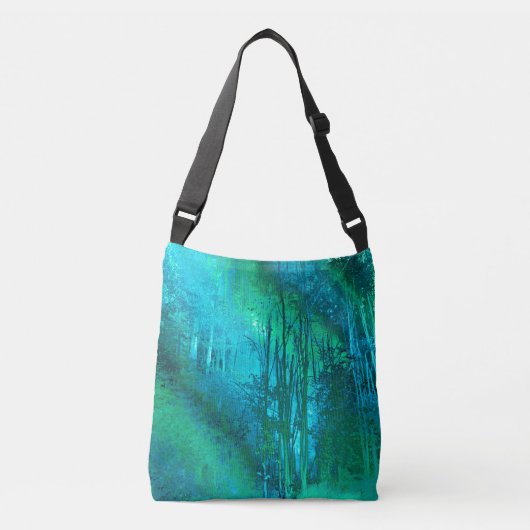 Psychedelic Forest (turquoise-spring green) Crossbody Tas (Voorkant)