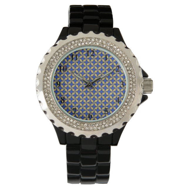 Psychedelic Four Winds Spiral tiled Watch Horloge (Voorkant)