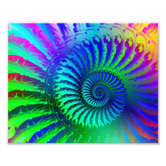 Psychedelic Fractal Blue Pattern Foto Afdruk (Voorkant)