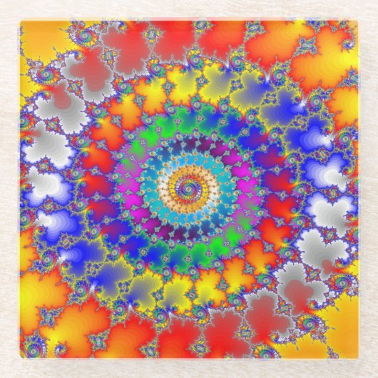 Psychedelic Fractal Glazen Onderzetter (Voorkant)